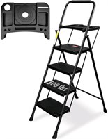 WNOEY 4 Step Ladder, Folding Step Stool with Tool