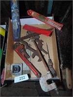 Assorted Tools: Ridgid 10" Pipe Wrench, Others