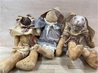 3- Large stuffed Rabbit figures