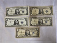 5 $1 Silver Certificates