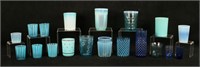 19 Blue Glass Tumblers 19th And 20th Century