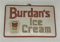 Burdan's Ice Cream Sign Embossed w White "Light"