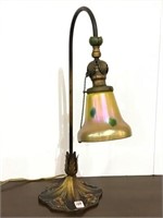 Metal Base Table Lamp w/ Art Glass Shade