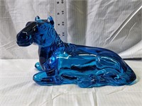 Rare 1968  L E Smith Blue Glass Laying Down Horse