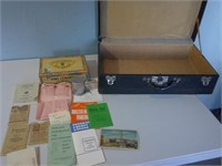 old papers, cigar box, luggage/case