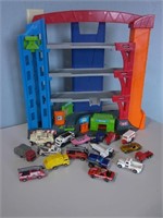 Matchbox and other cars, garage tower