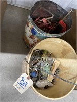 Bucket of Furniture Hardware & Pulls & C-Clamps