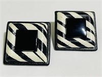 Vintage 1960’s Earrings Black & White Onyx -