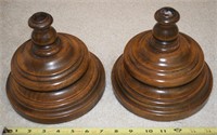 (2) Ethan Allen 7.75" Diam Wooden Candle Holders