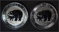 2-BU 2015 CANADA 1.5oz SILVER POLAR BEAR & CUB