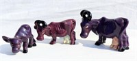 Trio of Purple Fun Looking Cows Ceramic