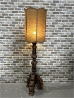 Mid Century Wooden Floor Lamp w/ Shade