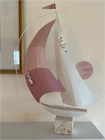 Sailboat metal decor light pinks