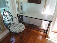 Console Table with decorative Metal base + Wrought