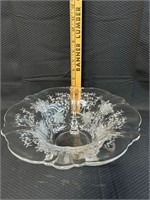 Etched Pedestal Glass Bowl
