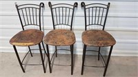 3 METAL FRAME BISTRO CHAIRS