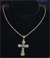 17" Sterling Silver Chain & Cross Pendant