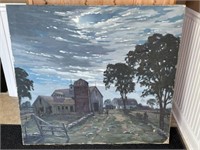Gordon Harris Farm Scene Oil Painting