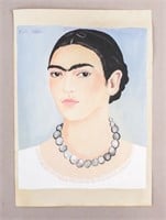 Mexican WC on Paper Signed Frida Kahlo INBAL '1939