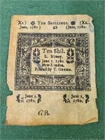 1780, TEN SCHILLINGS SCRIPT, 10 Shillings L.