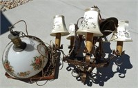 2 Vintage Hanging Light Fixtures