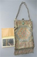 Vintage metal mesh purse with turquoise closure.