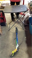 Hockey sticks, tv tray