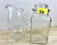 Glass Canister and Pitcher