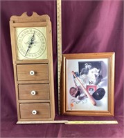 Lot of Antique clock & Yankees Lou Gehrig pictures