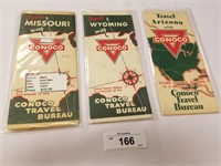 Trio of Vintage Early 30's Conoco Road Maps