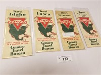 Selection of 4 Vintage 30's & 40's Conoco Road Map