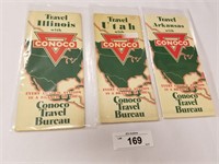 Trio of Vintage Mid 30's Conoco Road Maps