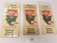 Trio of Vintage Late 30's Conoco Road Maps
