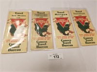 Selection of 4 Vintage Late 30's Conoco Road Maps