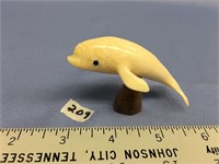 Ivory whale by Iver from Gambell, AK 3" long     (