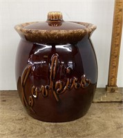 Hull brown pottery cookie jar