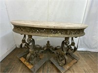 MARBLE LIKE TOP AND IRON TABLE
