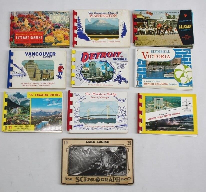 10 Vintage Assorted Postcard Travel Books - Unused
