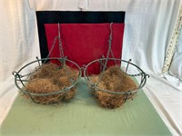 **2 GREEN METAL HANGING BASKETS