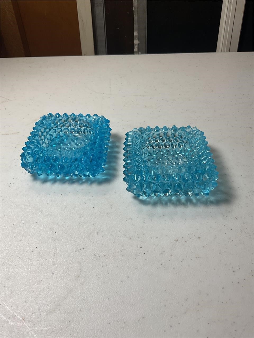 Vintage Fenton Aqua Blue Glass Candle Holders