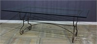 Large Glass Top Iron Garden Table