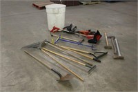 Barrel w/Assorted Yard Tools