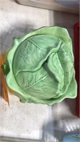 Cabbage dish. Broken area on lid