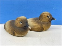 Wooden Pair of Hand Carved Baby Loons