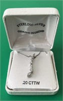 Sterling Silver Diamond Pendant Necklace