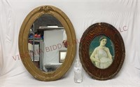 Vintage / Antique Oval USA Mirror & Framed Print