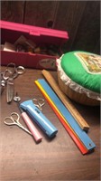 Assortment Of Sewing Items- Thread, Needles, Etc.