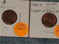 1982-D Lincoln Cent & 1982-P Small Date