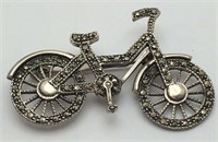 Sterling Silver Bike Broach