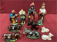 10 Assorted Figurines: 3 Wise Men, David,